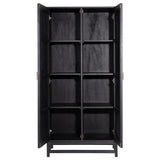 Featuring Royette Cabinet by Dovetail at Amethyst Home. Bring a touch of natural texture into your space with this Royette cabinet. This two-tone cabinet features a black hardwood frame with natural cane accent doors, along with shelf inserts for added storage space. Resulting in a versatile piece that complements a wide range of styles, from contemporary to . Amethyst Home provides interior design, new home construction design consulting, vintage area rugs, and lighting in the Seattle metro area.