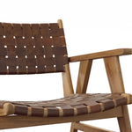 Featuring Sutri Occasional Chair by Dovetail at Amethyst Home. Warm cappuccino leather with comfortable wooden arms - the Sutri chair is an Amethyst fave!  We love the way it looks from the back.
Depth : 28 inFinish : Natural Finish with Brown LeatherHeight : 31 inMaterial : Teak Wood and Full Grain LeatherSeat_depth : 25 inWeight : 29 lbsWidth : 31 in. Amethyst Home provides interior design, new home construction design consulting, vintage area rugs, and lighting in the Washington metro area.