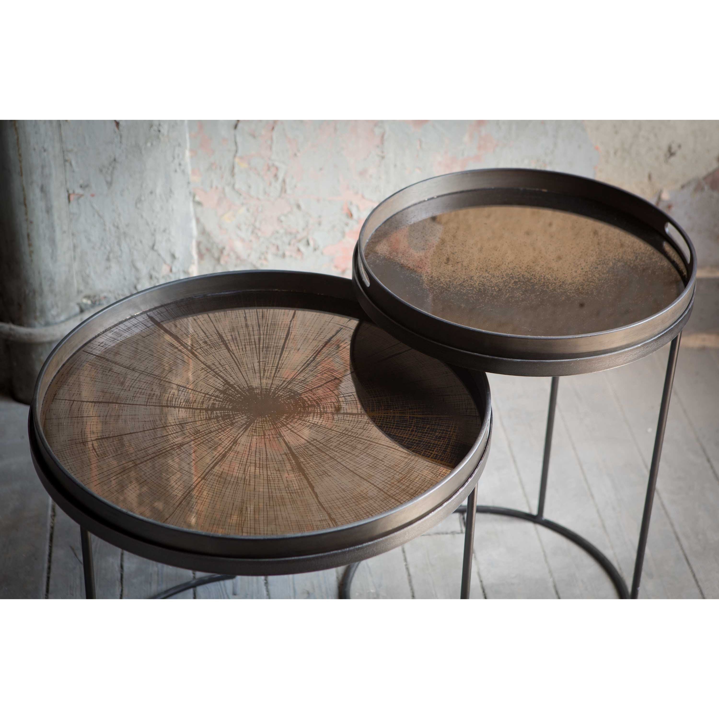 Featuring Bronze Mirror Tray by Ethnicraft at Amethyst Home. A subdued color palette meets captivating motifs inspired by nature and travel. This bronze mirror tray experiments with the balance between rich patterns offset with muted tones, revealing the beauty behind the deceivingly ordinary subjects from which inspiration is drawn. In doing so, this collection captures the essence of timeless. Amethyst Home provides interior design services, furniture, rugs, and lighting in the Miami metro area.