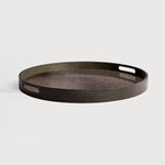 Featuring Bronze Mirror Tray by Ethnicraft at Amethyst Home. A subdued color palette meets captivating motifs inspired by nature and travel. This bronze mirror tray experiments with the balance between rich patterns offset with muted tones, revealing the beauty behind the deceivingly ordinary subjects from which inspiration is drawn. In doing so, this collection captures the essence of timeless. Amethyst Home provides interior design services, furniture, rugs, and lighting in the Omaha metro area.
