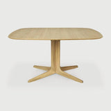 Featuring Corto Dining Table by Ethnicraft at Amethyst Home. Inspired by the vaults within grand architectural designs, the Corto's central-footed base provides both visual interest and practical stability with less leg disturbance for your guests. The solid oak tabletop is crafted into the perfect shape, with unique rounded corners to create welcoming and co. Amethyst Home provides interior design, new home construction design consulting, vintage area rugs, and lighting in the Houston metro area.