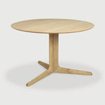 Featuring Corto Dining Table by Ethnicraft at Amethyst Home. Inspired by the vaults within grand architectural designs, the Corto's central-footed base provides both visual interest and practical stability with less leg disturbance for your guests. The solid oak tabletop is crafted into the perfect shape, with unique rounded corners to create welcoming . Amethyst Home provides interior design, new home construction design consulting, vintage area rugs, and lighting in the Newport Beach metro area.