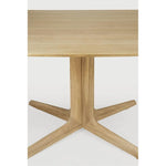 Featuring Corto Dining Table by Ethnicraft at Amethyst Home. Inspired by the vaults within grand architectural designs, the Corto's central-footed base provides both visual interest and practical stability with less leg disturbance for your guests. The solid oak tabletop is crafted into the perfect shape, with unique rounded corners to create welcoming and . Amethyst Home provides interior design, new home construction design consulting, vintage area rugs, and lighting in the San Diego metro area.