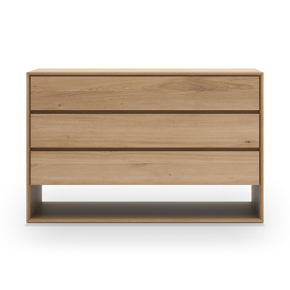 Our Nordic Dresser combines refined design with the purity of solid wood. The bevelled edges gives this solid oak furniture an extra edge, we would say. This chest of drawers is made from solid oak and features three drawers. Amethyst Home provides interior design services, furniture, rugs, and lighting in the Omaha metro area.
