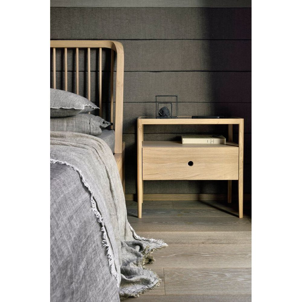 Featuring Oak Spindle Bed by Ethnicraft at Amethyst Home. The Oak Spindle Bed found its inspiration in the traditional spinning wheel and incorporates perfectly aligned spokes into the headboard. Slightly tapered legs and rounded edges add a soft, sensual quality to this beautiful bedroom collection.
For regular dusting use a dry cloth. For cleaning or in case of a spill, use a damp cloth a. Amethyst Home provides interior design services, furniture, rugs, and lighting in the Calabasas metro area.