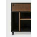 Featuring Oscar Drawer Unit Teak black by Ethnicraft at Amethyst Home. Bringing form and function to your professional way of life, the Oscar collection ticks the right boxes. Featuring hand-carved details in solid teak and the practicality of wheels, the Oscar drawer unit can serve many purposes, fitting perfectly under a desk for extra storage or as a standa. Amethyst Home provides interior design, new home construction design consulting, vintage area rugs, and lighting in the Austin metro area.