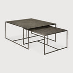 Featuring Pentagon Nesting Coffee Table Set Whisky by Ethnicraft at Amethyst Home. Relying on some of the oldest artistic ancestral techniques, the Pentagon nesting coffee tables are created and shaped by our skilled artisans. Natural mineral powders and pigments blend to form the table’s whisky color and unique finish. Sold as a set of two, offering maxim. Amethyst Home provides interior design, new home construction design consulting, vintage area rugs, and lighting in the Scottsdale metro area.