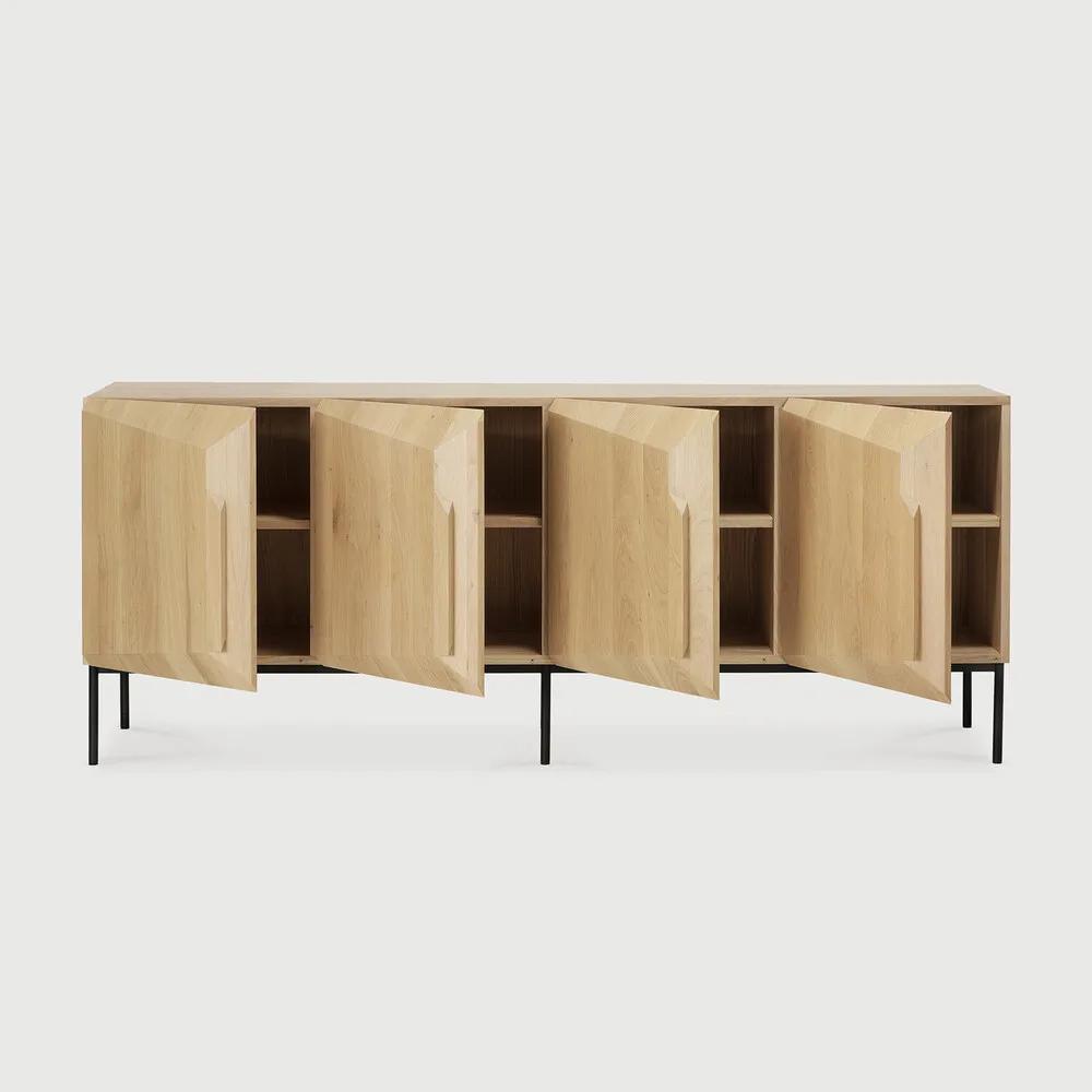 Featuring Stairs Sideboard by Ethnicraft at Amethyst Home. An angular composition, designed by Alain van Havre, forms the heart of a design that aims to distance itself from traditional static and immobile surfaces. A unique sense of volume is created which alters your perception of the sideboard as you walk by.
Dimensions: 18.5"d x 79"w x 31.5"h
Adjustable . Amethyst Home provides interior design, new home construction design consulting, vintage area rugs, and lighting in the Portland metro area.