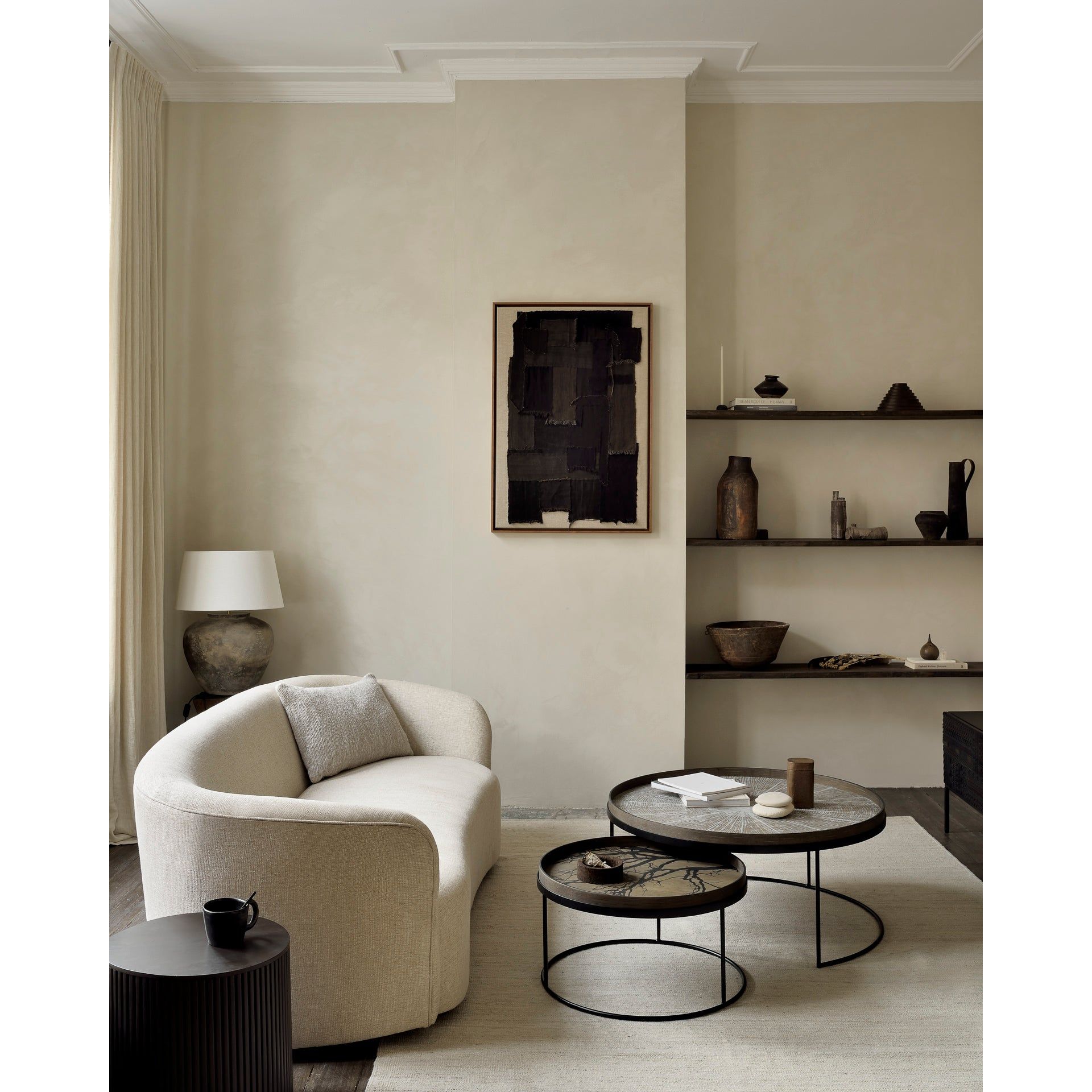 A subdued color palette meets captivating motifs inspired by nature and travel. This White Slice wooden tray experiments with the balance between rich patterns offset with muted tones, revealing the beauty behind the deceivingly ordinary subjects from which inspiration is drawn. In doing so, this collection captures the essence of timelessness. Amethyst Home provides interior design services, furniture, rugs, and lighting in the Monterey metro area.