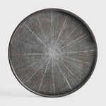 A subdued color palette meets captivating motifs inspired by nature and travel. This White Slice wooden tray experiments with the balance between rich patterns offset with muted tones, revealing the beauty behind the deceivingly ordinary subjects from which inspiration is drawn. In doing so, this collection captures the essence of timelessness. Amethyst Home provides interior design services, furniture, rugs, and lighting in the Seattle metro area.