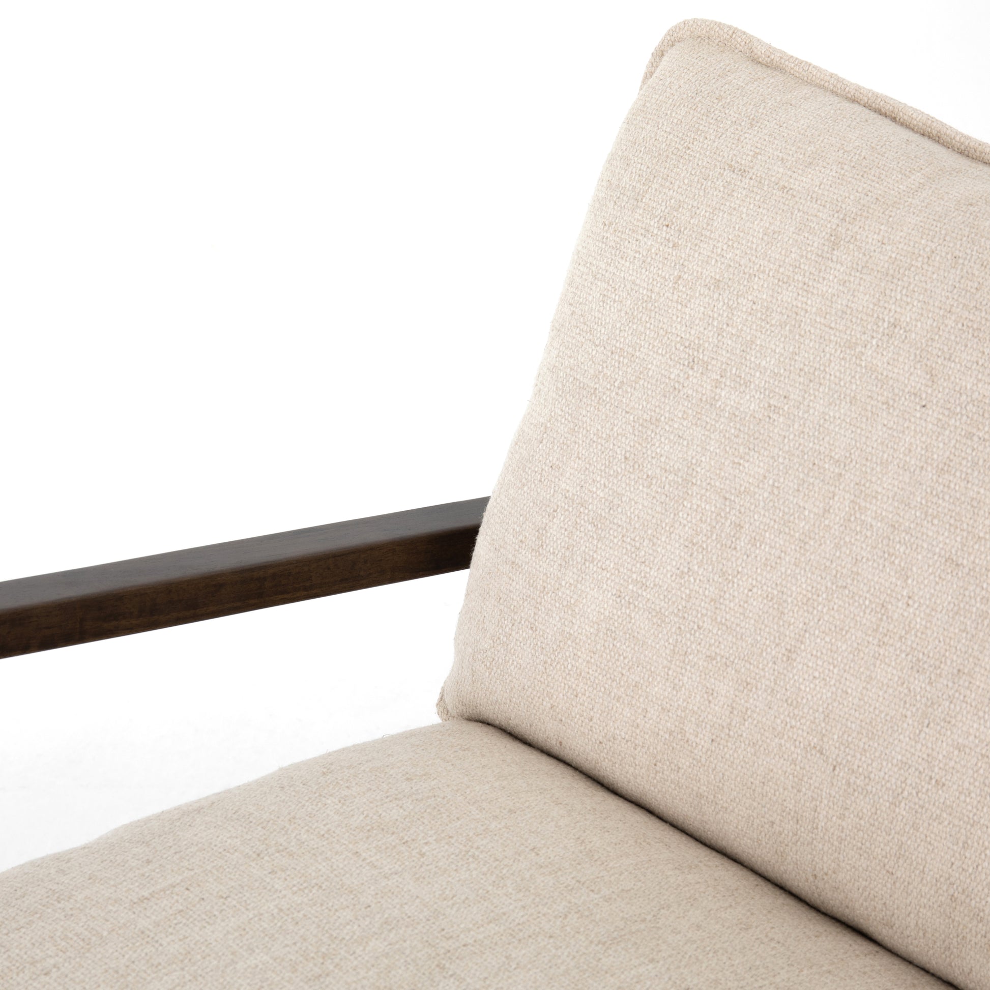 The Ace Thames Cream Chair has a gorgeous, solid parawood base with large, comfortable cushions. The perfect chair to relax or curl up with a good book in your living room or bedroom.   Overall Dimensions: 30.00"w x 37.50"d x 31.00"h Seat Depth: 22.5" Seat Height: 18.25" Arm Height from Floor: 22.5" Arm Height from Seat: 4"  Materials: 66%Pl, 19%Pc, 15%Li, Solid Parawood