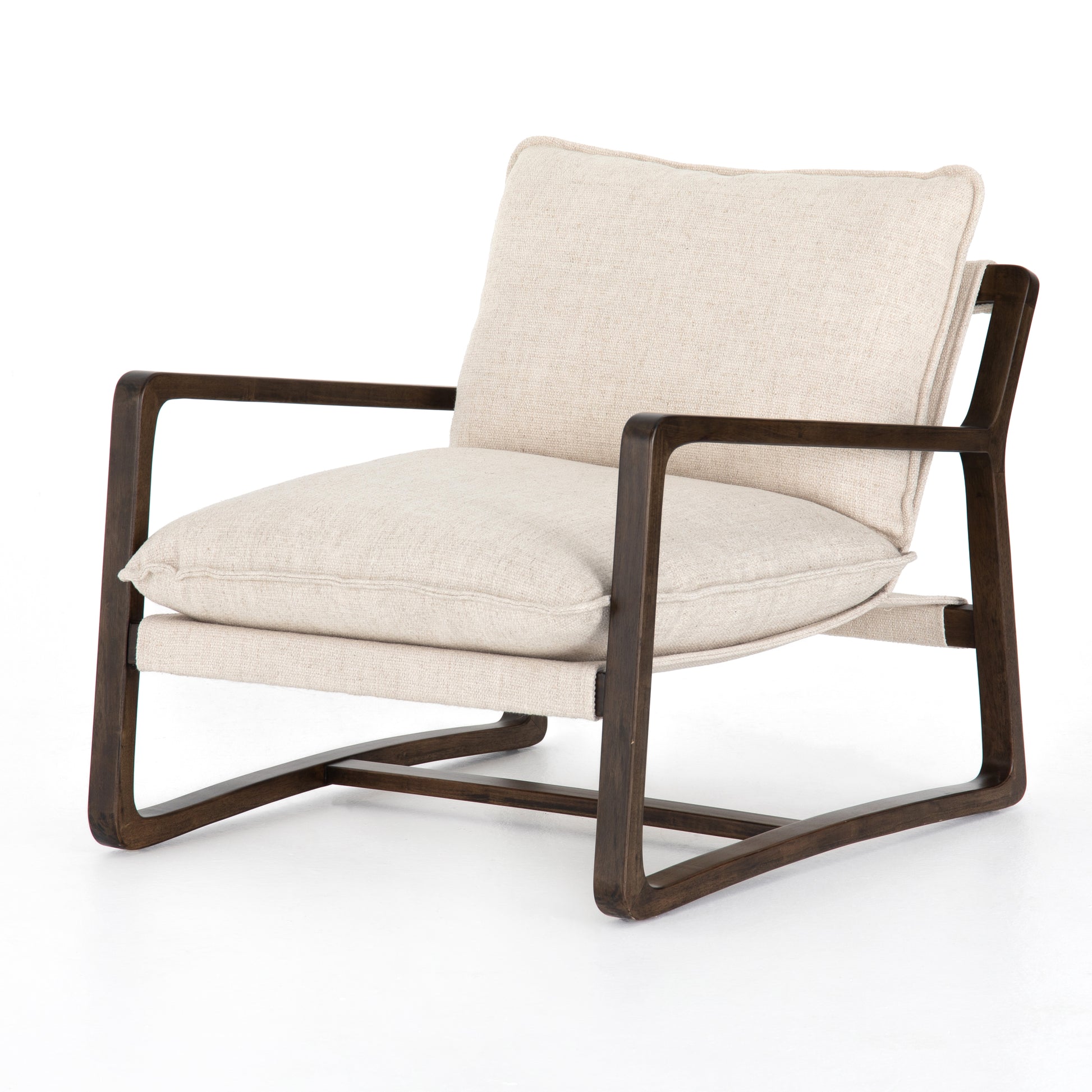 The Ace Thames Cream Chair has a gorgeous, solid parawood base with large, comfortable cushions. The perfect chair to relax or curl up with a good book in your living room or bedroom.   Overall Dimensions: 30.00"w x 37.50"d x 31.00"h Seat Depth: 22.5" Seat Height: 18.25" Arm Height from Floor: 22.5" Arm Height from Seat: 4"  Materials: 66%Pl, 19%Pc, 15%Li, Solid Parawood