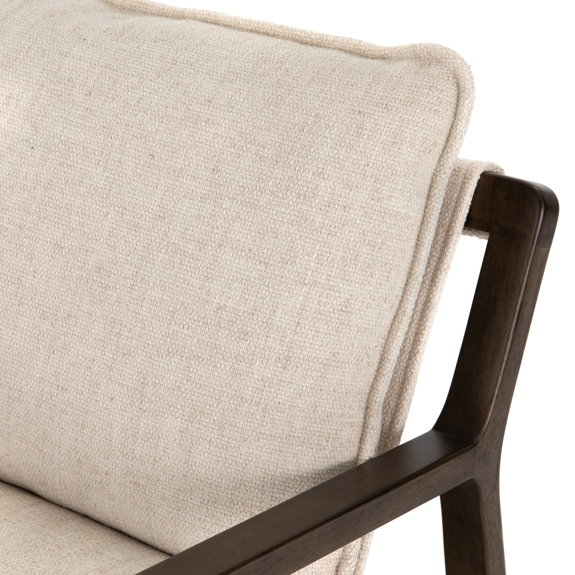 The Ace Thames Cream Chair has a gorgeous, solid parawood base with large, comfortable cushions. The perfect chair to relax or curl up with a good book in your living room or bedroom.   Overall Dimensions: 30.00"w x 37.50"d x 31.00"h Seat Depth: 22.5" Seat Height: 18.25" Arm Height from Floor: 22.5" Arm Height from Seat: 4"  Materials: 66%Pl, 19%Pc, 15%Li, Solid Parawood