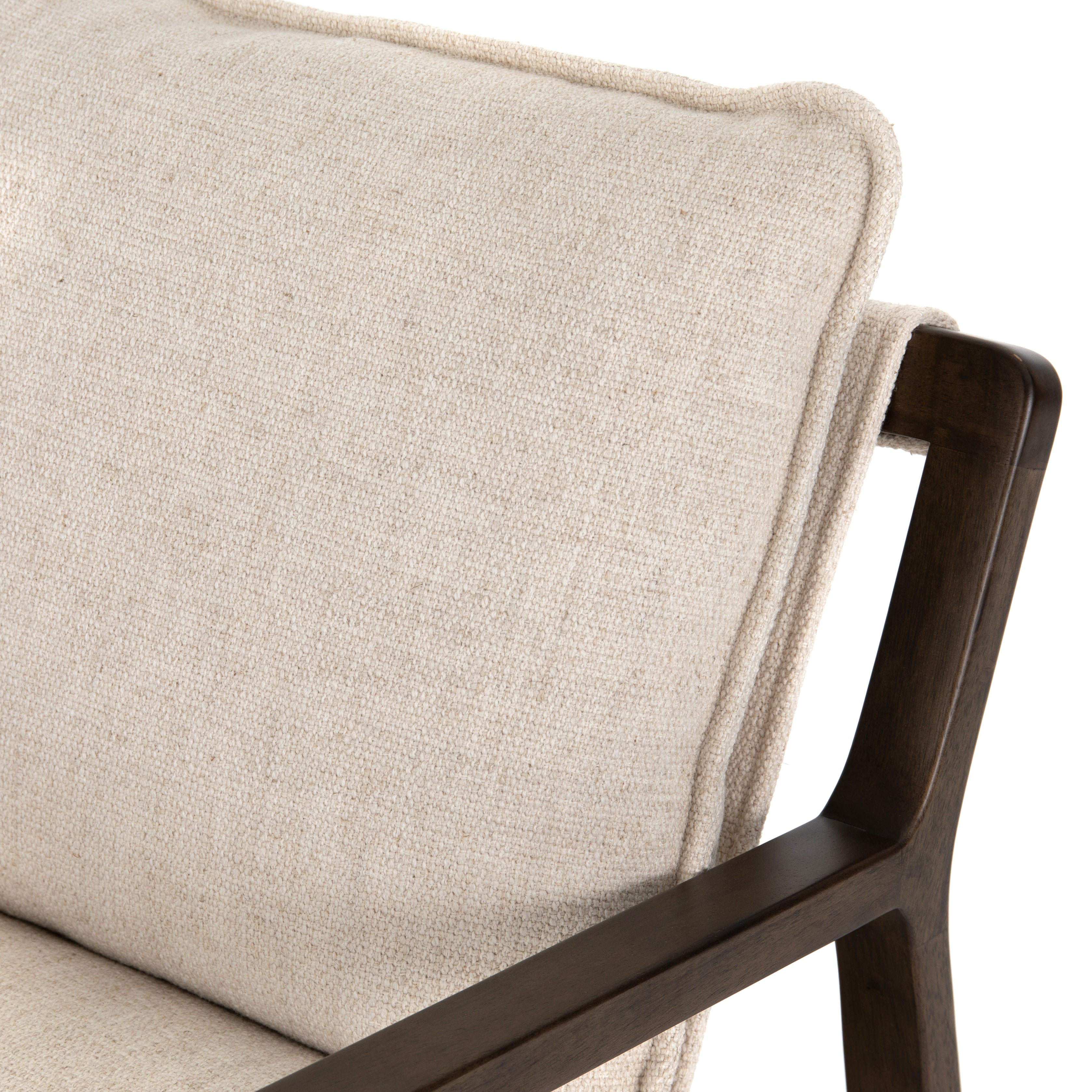 The Ace Thames Cream Chair has a gorgeous, solid parawood base with large, comfortable cushions. The perfect chair to relax or curl up with a good book in your living room or bedroom.   Overall Dimensions: 30.00"w x 37.50"d x 31.00"h Seat Depth: 22.5" Seat Height: 18.25" Arm Height from Floor: 22.5" Arm Height from Seat: 4"  Materials: 66%Pl, 19%Pc, 15%Li, Solid Parawood