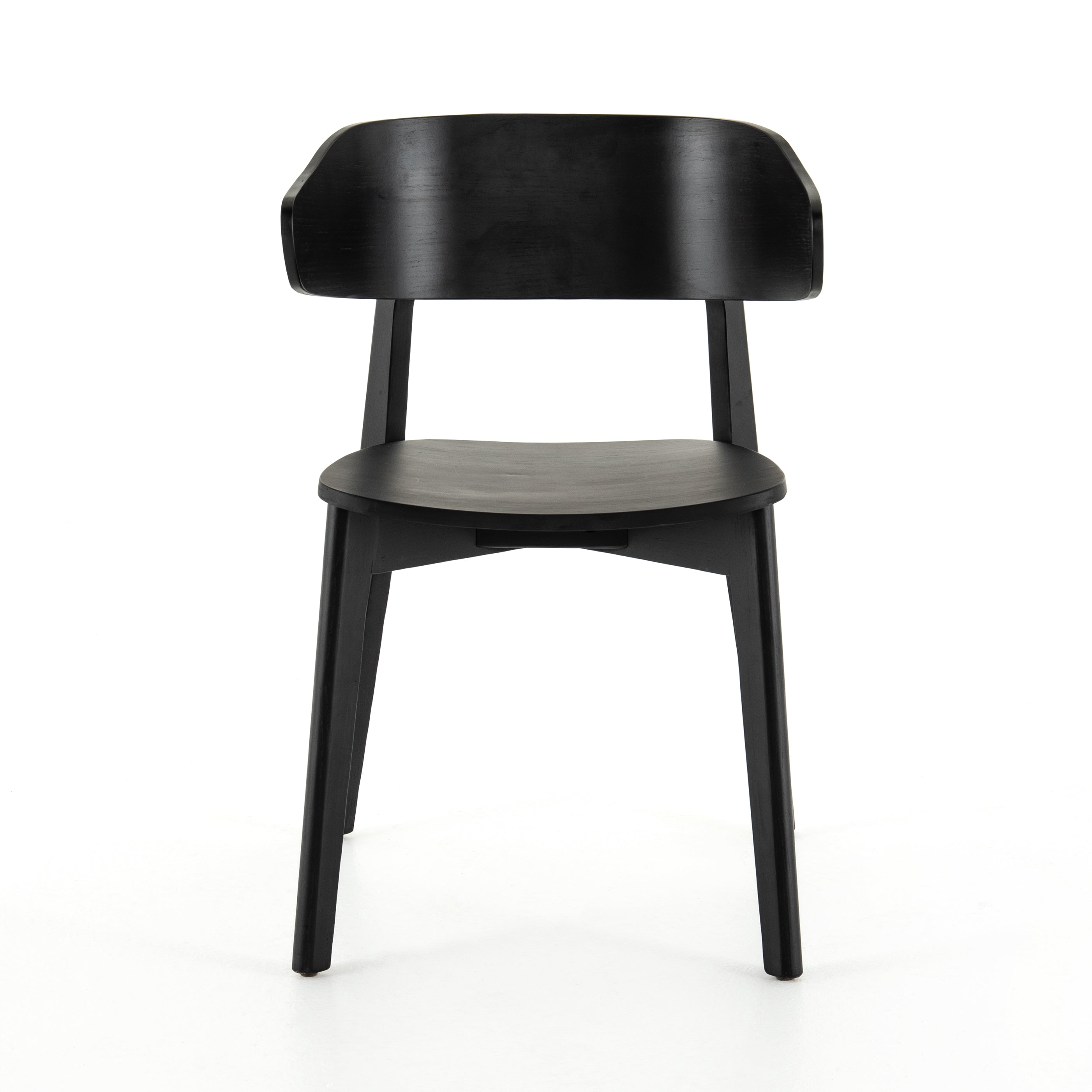 We love the exaggerated winged back of this Franco Black Dining Chair. The jet balck finish brings a modern look to this mid-century style.   Overall Dimensions: 20.50"w x 19.25"d x 30.25"h Seat Depth: 16.25" Seat Height: 18"  Materials: Ash Veneer, Solid Ash