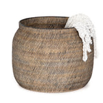 This Ansel Contrast Black Basket is woven from natural Lombok and black rattan, bringing a gorgeous color and texture to the basket. A large, stylish basket to store your pet toys, blankets, or other items around the home.   Overall Dimensions: 24.00"w x 24.00"d x 18.50"h Colors: Natural Lombok Weave, Black Rattan Materials: Lombok, Rattan