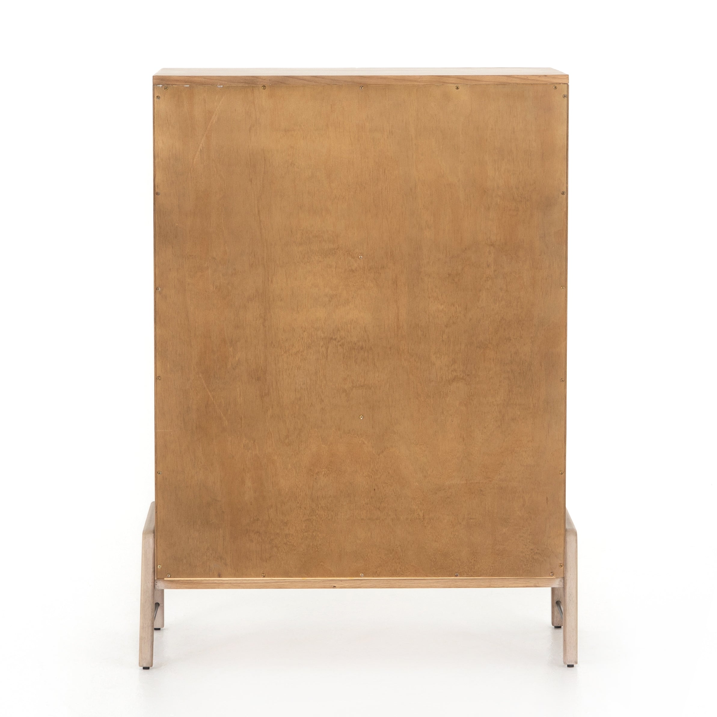 The light-finished oak of this Rosedale 6 Drawer Tall Dresser brings a clean, brightness to any room. With four large drawers and two smaller drawers, this is a functional and beautiful piece to add to your bedroom or other area. The iron hardware wrapped in a gorgeous, tan leather really seals the deal!   Overall Dimensions: 36.50"w x 19.50"d x 49.25"h Materials: Oak Veneer, Top Grain Leather, Iron, Solid Oak