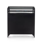 Featuring Shadow Box Nightstand by Four Hands at Amethyst Home. This Shadow Box Nightstand is finished in a gorgeous matte black. We love that the glass top allows you to showcase your favorite jewelry or family keepsake, while the two spacious drawers give you storage space. The knobs are finished in bronze to give this piece a sleek contrast. 
Overall Dimen.  Amethyst Home provides interior design, new home construction design consulting, vintage area rugs, and lighting in the Austin metro area.