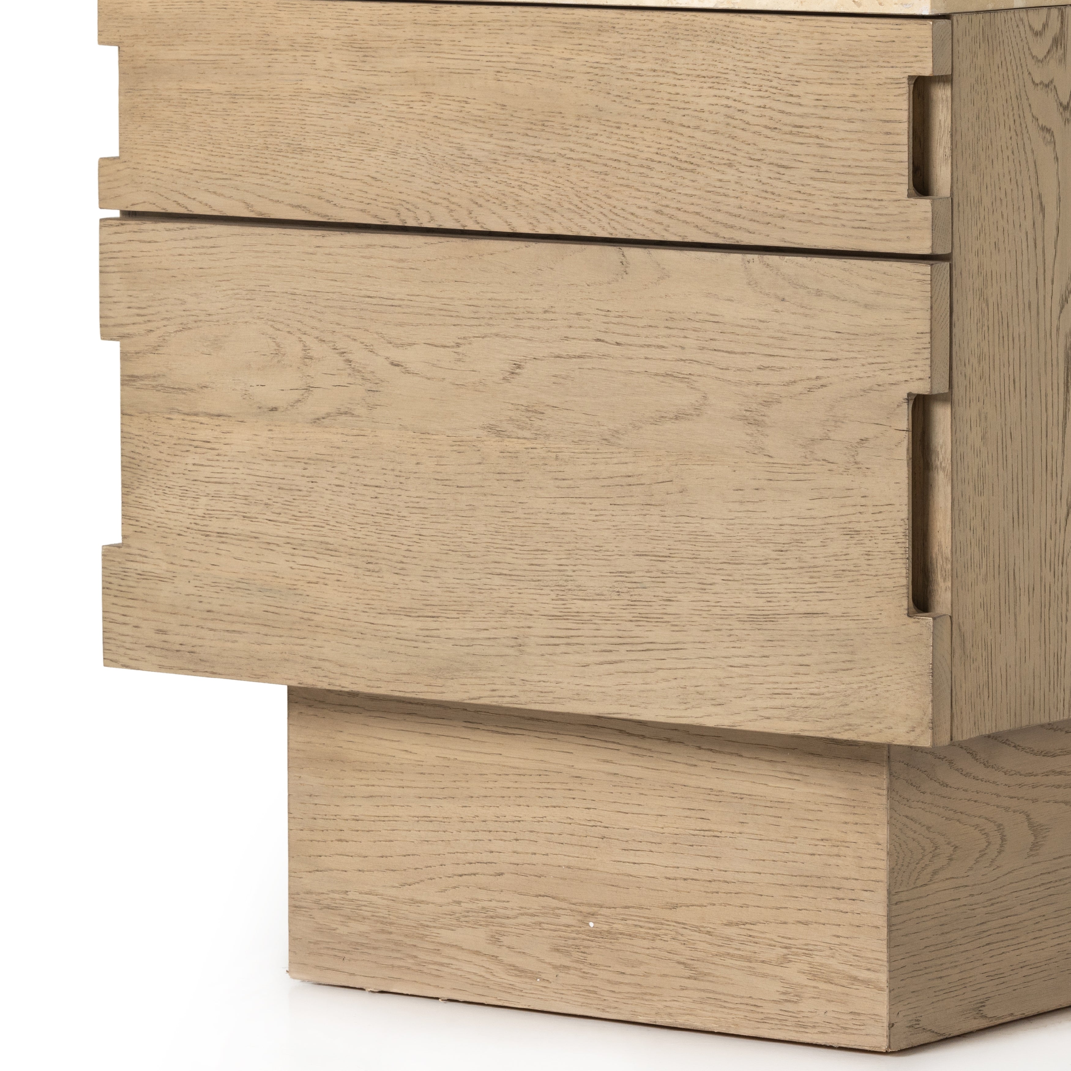 Featuring Lennon Travertine Nightstand by Four Hands at Amethyst Home. Warm travertine is the highlight of this modern nightstand.  The Lennon nightstand is wonderful as it has a smaller footprint yet great storage.
Overall Dimensions: 22"W x 25"L x 22.75"HColors: Yucca Oak, TravertineMaterials: Oak Veneer, Solid TravertineWeight: 88.18 lb. Amethyst Home provides interior design, new home construction design consulting, vintage area rugs, and lighting in the Austin metro area.