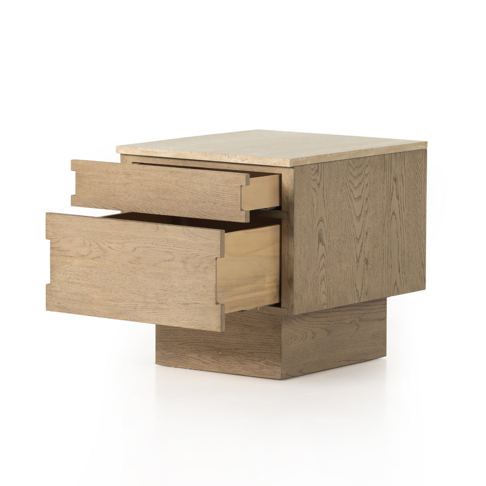 Lennon Travertine Nightstand | shipping 10/10/2025