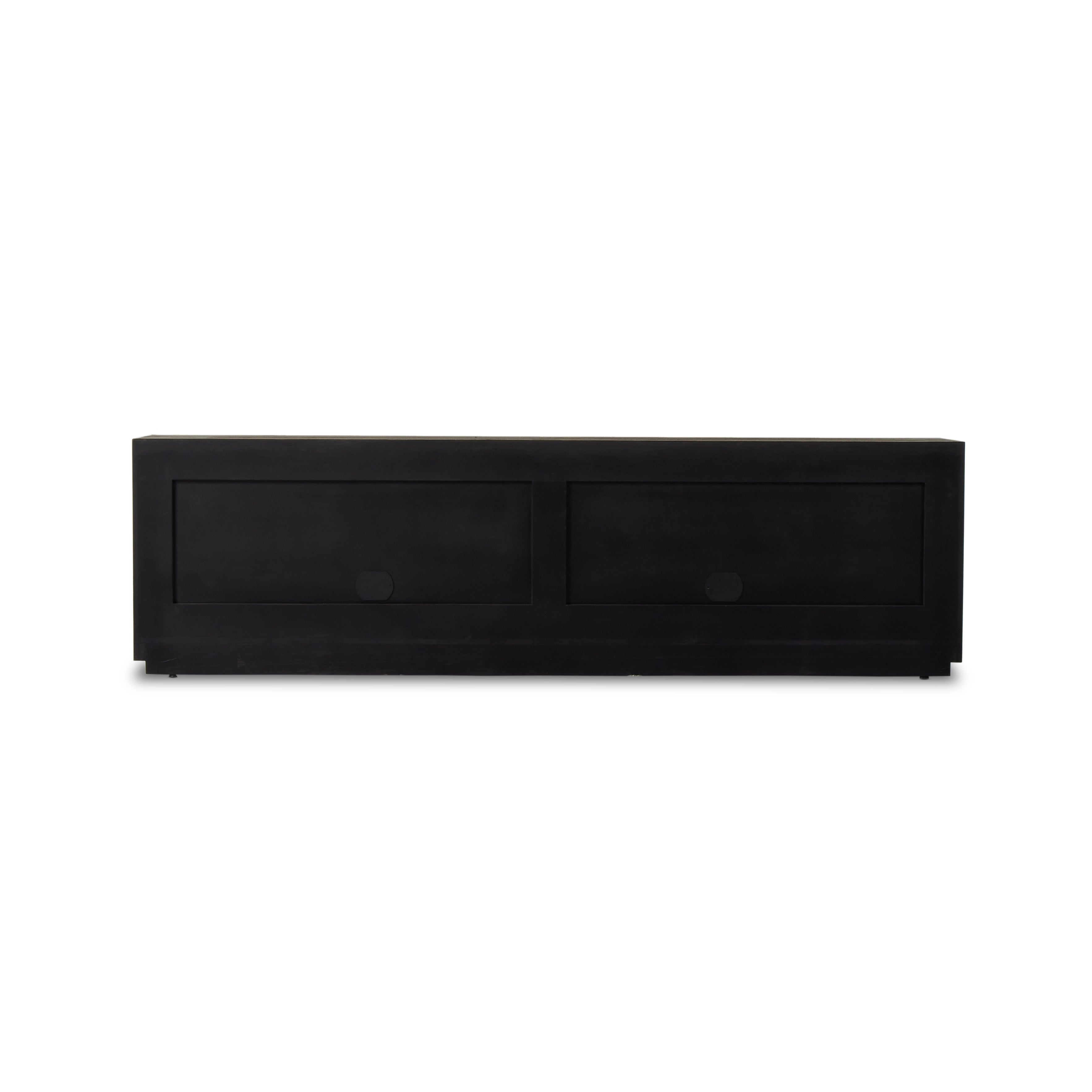 Made from thick-cut oak veneer with a faux rustic finish made to emulate wormwood, this spacious media console features chunky squared legs and dovetail joinery detailing. Amethyst Home provides interior design, new home construction design consulting, vintage area rugs, and lighting in the Des Moines metro area.