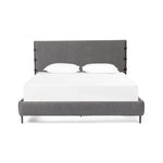 Featuring Anderson Knoll Charcoal Bed by Four Hands at Amethyst Home. Bring texture into play. Upholstered in a performance fabric in a grey boucle for Knoll Charcoal, with decorative leather straps adding a material-driven touch with contrast. Standard box spring required.
Sizes:
King : 81.50"W x 85"L x 55"HInterior dimensions for a  king mattress: 76.75" x 80.75" x 2"
Queen : 65.75"W x 85. Amethyst Home provides interior design services, furniture, rugs, and lighting in the Charlotte metro area.
