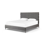 Featuring Anderson Knoll Charcoal Bed by Four Hands at Amethyst Home. Bring texture into play. Upholstered in a performance fabric in a grey boucle for Knoll Charcoal, with decorative leather straps adding a material-driven touch with contrast. Standard box spring required.
Sizes:
King : 81.50"W x 85"L x 55"HInterior dimensions for a  king mattress: 76.75" x 80.75" x 2"
Queen : 65.75"W x 8. Amethyst Home provides interior design services, furniture, rugs, and lighting in the Des Moines metro area.