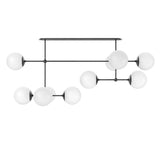 Featuring Armstrong Black Gunmetal Opal Matte Glass Linear Chandelier by Four Hands at Amethyst Home. Matte glass spheres seem to extend and reach across smooth brass rods. Each globe is individually blown, shaped and sculpted by hand through a one-hour process. Matte globes are specially manufactured to evenly diffuse light. The finish on the brass frame is a. Amethyst Home provides interior design, new home construction design consulting, vintage area rugs, and lighting in the Dallas metro area.