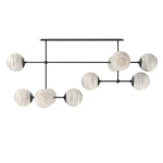 Featuring Armstrong Black Gunmetal Marbled Matte Glass Linear Chandelier by Four Hands at Amethyst Home. Marbled glass spheres seem to extend and reach across smooth brass rods. Each globe is individually blown, shaped and sculpted by hand through a one-hour process. The finish on the brass frame is achieved through a specialized process that turns the bras. Amethyst Home provides interior design, new home construction design consulting, vintage area rugs, and lighting in the Nashville metro area.