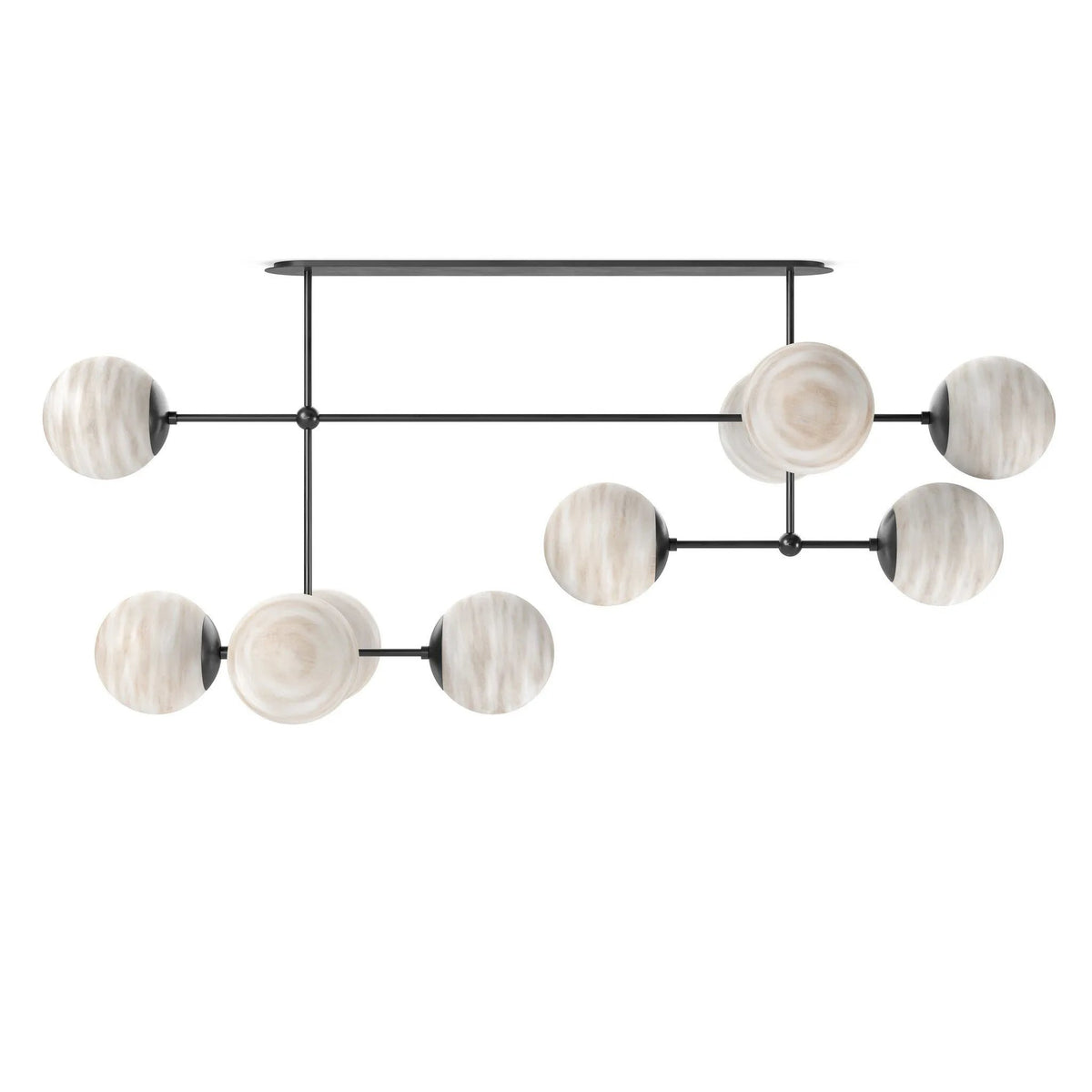 Armstrong Black Gunmetal Marbled Matte Glass Linear Chandelier | ready to ship!