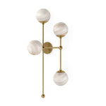 Featuring Armstrong Burnished Brass Marbled Matte Glass 4 R Sconce by Four Hands at Amethyst Home. Marbled glass spheres seem to extend and reach across smooth brass rods. Each globe is individually blown, shaped and sculpted by hand through a one-hour process. Brass and glass are 98% recyclable. Designed and sustainably made in Poland by Schwung.
Overall Dime. Amethyst Home provides interior design, new home construction design consulting, vintage area rugs, and lighting in the Dallas metro area.