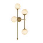 Featuring Armstrong Burnished Brass Marbled Matte Glass 4 R Sconce by Four Hands at Amethyst Home. Marbled glass spheres seem to extend and reach across smooth brass rods. Each globe is individually blown, shaped and sculpted by hand through a one-hour process. Brass and glass are 98% recyclable. Designed and sustainably made in Poland by Schwung.
Overall Dim. Amethyst Home provides interior design, new home construction design consulting, vintage area rugs, and lighting in the Seattle metro area.