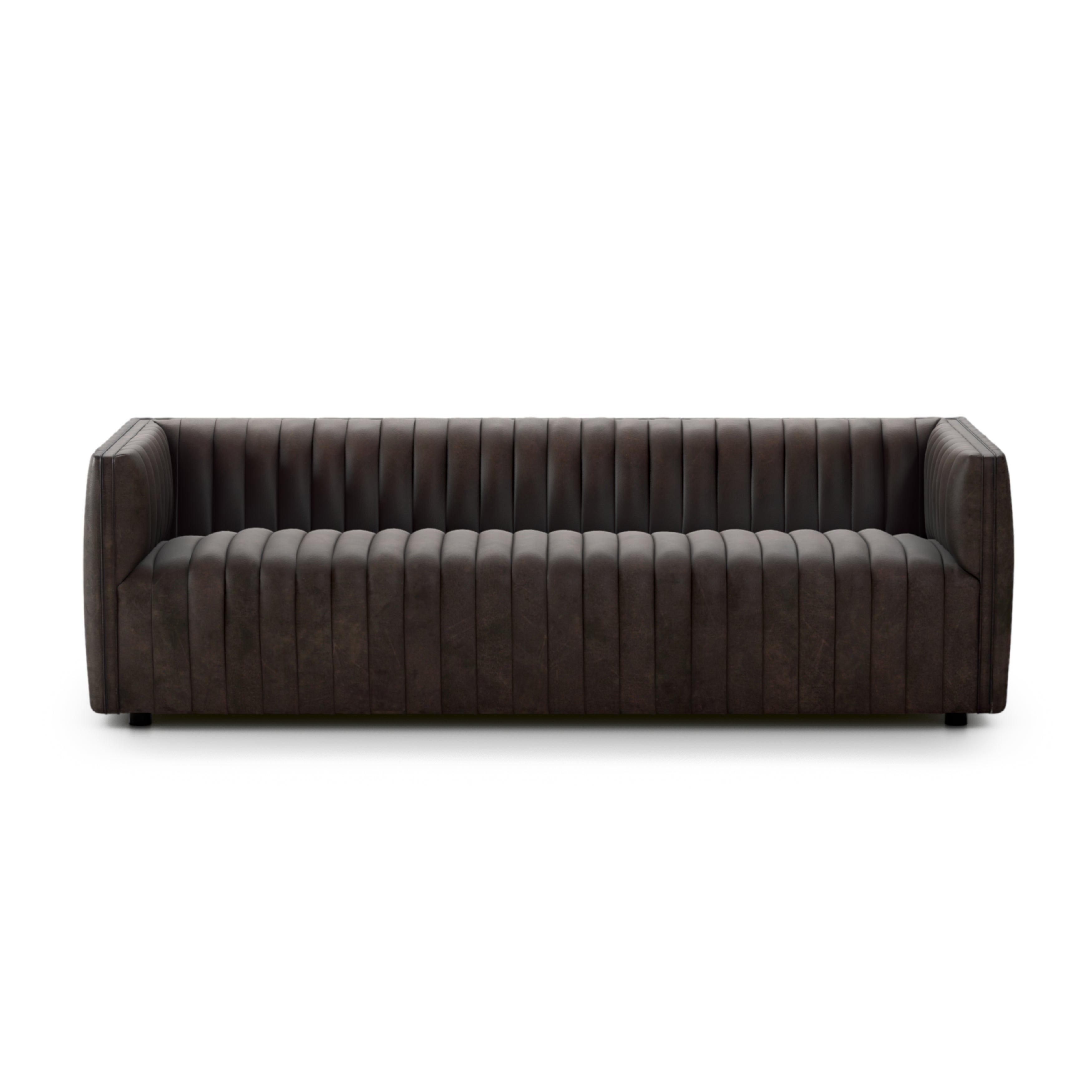 Featuring Augustine Deacon Wolf Sofa by Four Hands at Amethyst Home. Luxurious top-grain leather seating takes on a deep brown hue with dramatic channeling, for trend-forward texture and sumptuous sit.Overall Dimensions: 88"W x 35"L x 26.50"H
Collection: GraysonColors: Deacon WolfMaterials: Top Grain Leather Weight: 105.8 lbsSeat Depth: 24"Seat Height: 17"Arm Height from Floor: 26.. Amethyst Home provides interior design, new construction, custom furniture, and area rugs in the Houston metro area.