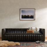 Featuring Augustine Deacon Wolf Sofa by Four Hands at Amethyst Home. Luxurious top-grain leather seating takes on a deep brown hue with dramatic channeling, for trend-forward texture and sumptuous sit.Overall Dimensions: 88"W x 35"L x 26.50"H
Collection: GraysonColors: Deacon WolfMaterials: Top Grain Leather Weight: 105.8 lbsSeat Depth: 24"Seat Height: 17"Arm Height from Floor: . Amethyst Home provides interior design, new construction, custom furniture, and area rugs in the Scottsdale metro area.
