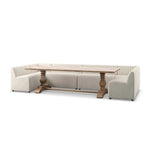 Featuring Augustine Capri Oatmeal U Shape Dining Banquette by Four Hands at Amethyst Home. High-performance fabric in a versatile oatmeal hue features dramatic channeling, for trend-forward texture and sumptuous sit. Option to pair with matching pieces for clever modularity.
Choose your preconfigured width:
106" width:  Overall Dimensions: 106.00"w x 66.50. Amethyst Home provides interior design, new home construction design consulting, vintage area rugs, and lighting in the Des Moines metro area.