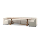 Featuring Augustine Capri Oatmeal U Shape Dining Banquette by Four Hands at Amethyst Home. High-performance fabric in a versatile oatmeal hue features dramatic channeling, for trend-forward texture and sumptuous sit. Option to pair with matching pieces for clever modularity.
Choose your preconfigured width:
106" width:  Overall Dimensions: 106.00"w x 66.50. Amethyst Home provides interior design, new home construction design consulting, vintage area rugs, and lighting in the Des Moines metro area.