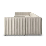 Featuring Augustine Capri Oatmeal U Shape Dining Banquette by Four Hands at Amethyst Home. High-performance fabric in a versatile oatmeal hue features dramatic channeling, for trend-forward texture and sumptuous sit. Option to pair with matching pieces for clever modularity.
Choose your preconfigured width:
106" width:  Overall Dimensions: 106.00"w x 66.. Amethyst Home provides interior design, new home construction design consulting, vintage area rugs, and lighting in the Laguna Beach metro area.