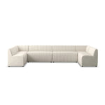 Featuring Augustine Capri Oatmeal U Shape Dining Banquette by Four Hands at Amethyst Home. High-performance fabric in a versatile oatmeal hue features dramatic channeling, for trend-forward texture and sumptuous sit. Option to pair with matching pieces for clever modularity.
Choose your preconfigured width:
106" width:  Overall Dimensions: 106.00"w x 66.50"d x . Amethyst Home provides interior design, new home construction design consulting, vintage area rugs, and lighting in the Miami metro area.