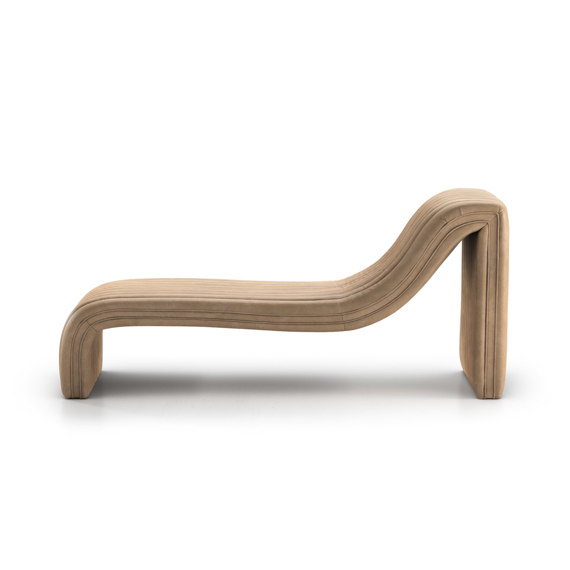 Augustine Palermo Drift Chaise Lounge is amodern take on the classic chaise, top-grain leather adopts dramatic linear channeling for texture and comfort alike. Amethyst Home provides interior design services, furniture, rugs, and lighting in the Miami metro area.