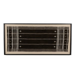 Featuring Bhujodi Chocolate Textile by Four Hands at Amethyst Home. A Bhujodi-style textile is framed within rustic walnut for a gallery-quality look. Handmade in Austin, Texas.Overall Dimensions: 75"W x 2.50"L x 35"HColors: Black 2.5 Maple, Bhujodi ChocolateMaterials: American Maple, 100% Wool. Amethyst Home provides interior design, new home construction design consulting, vintage area rugs, and lighting in the Park City metro area.