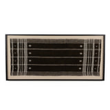 Featuring Bhujodi Chocolate Textile by Four Hands at Amethyst Home. A Bhujodi-style textile is framed within rustic walnut for a gallery-quality look. Handmade in Austin, Texas.Overall Dimensions: 75"W x 2.50"L x 35"HColors: Black 2.5 Maple, Bhujodi ChocolateMaterials: American Maple, 100% Wool. Amethyst Home provides interior design, new home construction design consulting, vintage area rugs, and lighting in the Park City metro area.