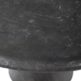 Featuring Bonnie Textured Black Concrete Coffee Table by Four Hands at Amethyst Home. A cylindrical pedestal base delivers a touch of softness to a a heavily textured tabletop of slate-like concrete.Collection: ChandlerColors: Textured Black ConcreteMaterials: Concrete Weight: 72.75 lbs. Amethyst Home provides interior design, new home construction design consulting, vintage area rugs, and lighting in the Nashville metro area.
