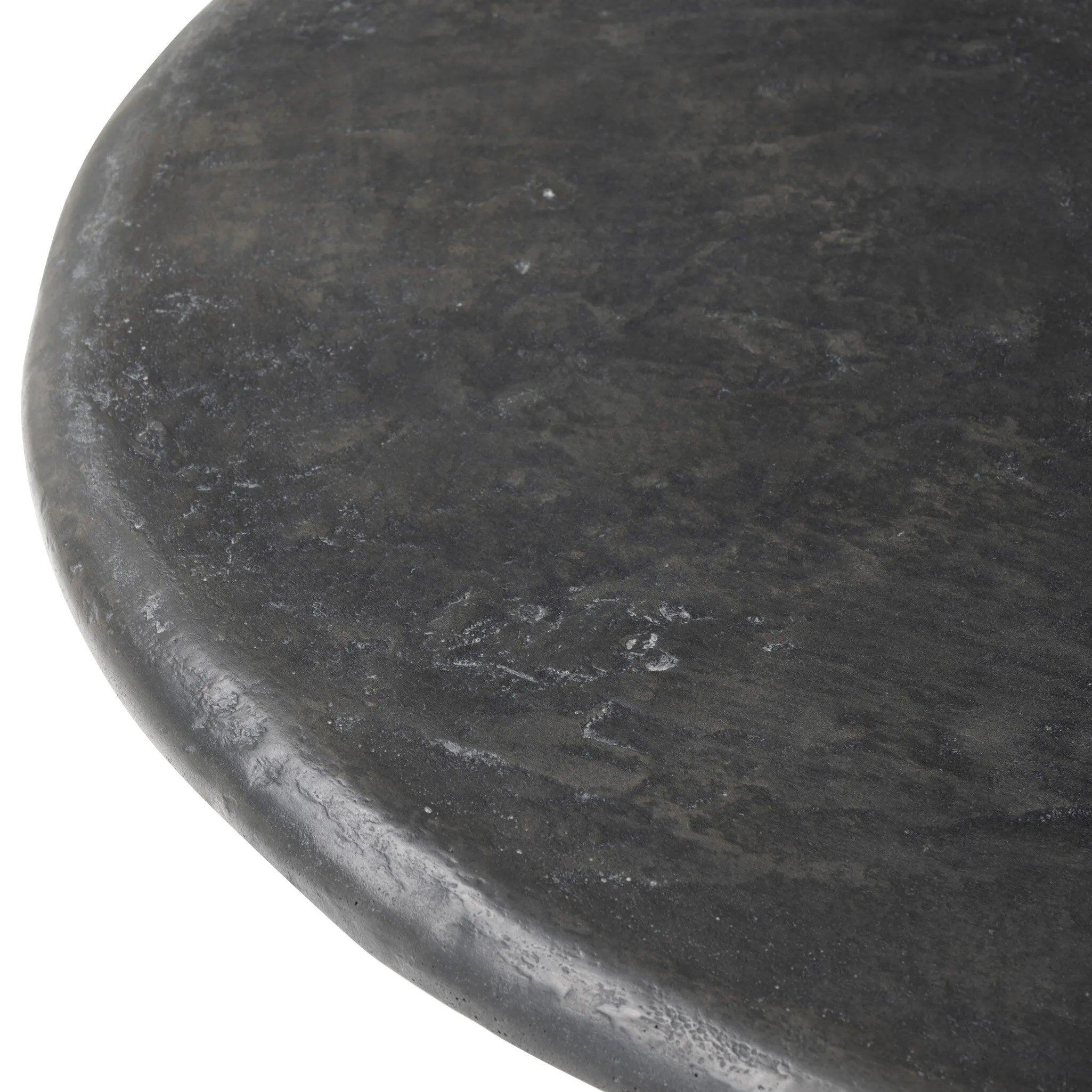 Featuring Bonnie Textured Black Concrete Coffee Table by Four Hands at Amethyst Home. A cylindrical pedestal base delivers a touch of softness to a a heavily textured tabletop of slate-like concrete.Collection: ChandlerColors: Textured Black ConcreteMaterials: Concrete Weight: 72.75 lbs. Amethyst Home provides interior design, new home construction design consulting, vintage area rugs, and lighting in the Park City metro area.