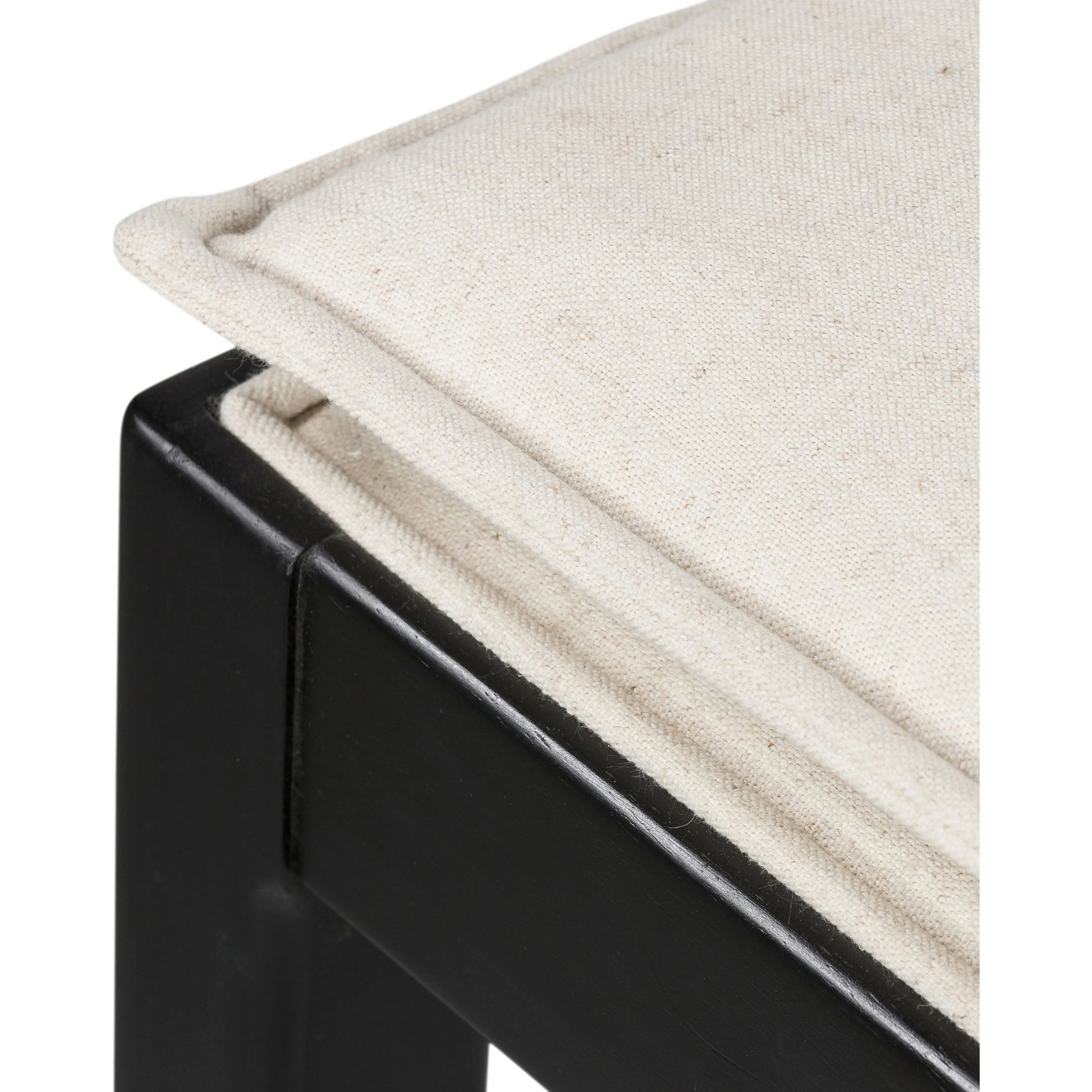 Mixed materials refresh retro styling. Brushed ebony nettlewood frames a textural inlay of natural cane for beautifully crisp contrast. Fastened by Velcro, light, linen-blend seating of high-performance fabric brings modern sensibility to the counter. Amethyst Home provides interior design, new home construction design consulting, vintage area rugs, and lighting in the Alpharetta metro area.