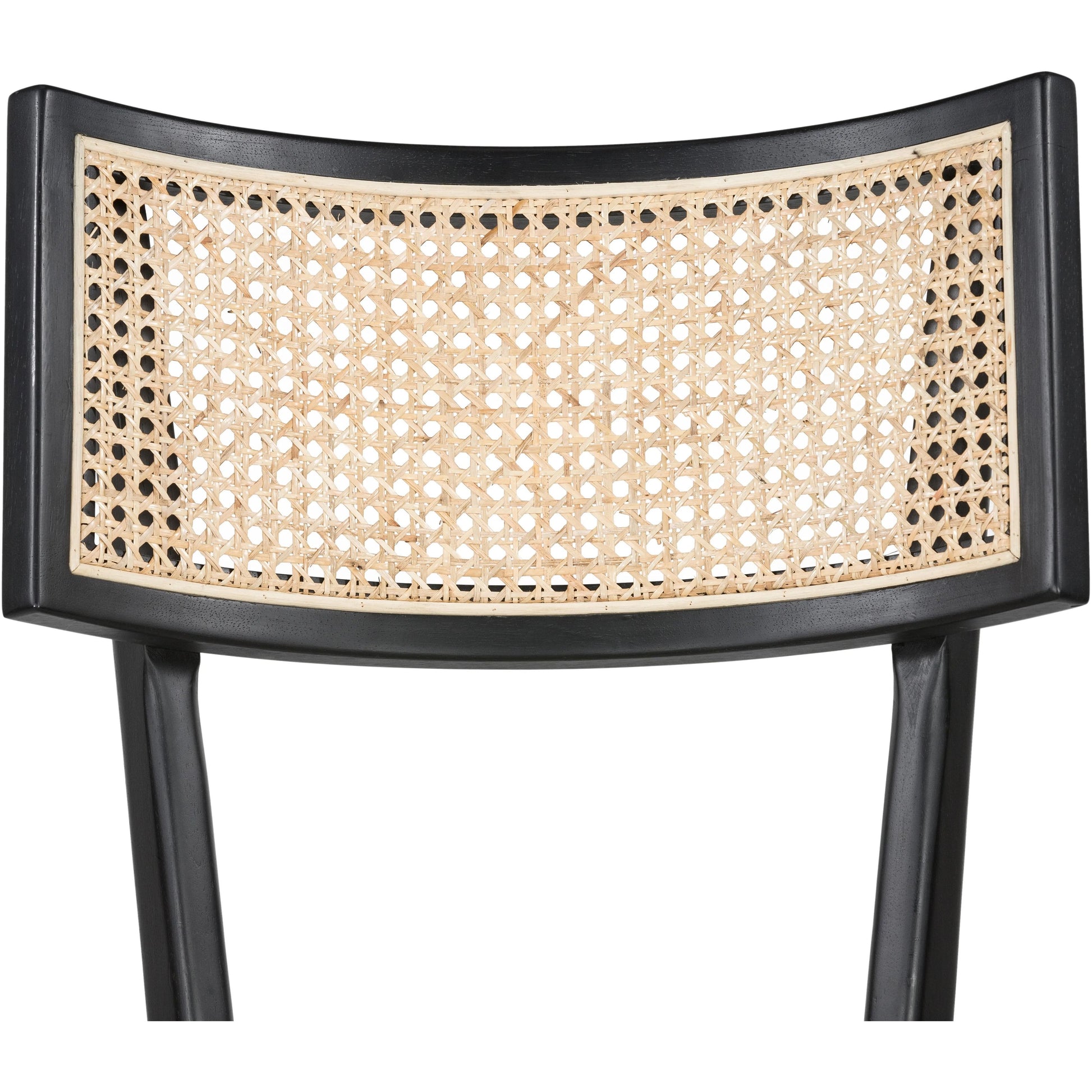 Mixed materials refresh retro styling. Brushed ebony nettlewood frames a textural inlay of natural cane for beautifully crisp contrast. Fastened by Velcro, light, linen-blend seating of high-performance fabric brings modern sensibility to the counter. Amethyst Home provides interior design, new home construction design consulting, vintage area rugs, and lighting in the Salt Lake City metro area.