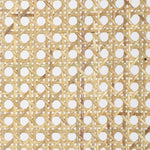 Mixed materials refresh retro dining style. Light-toasted nettlewood frames a textural inlay of natural cane, for perfect contrast. Fastened by Velcro, high-performance linen-blend seating for modern sensibility. Amethyst Home provides interior design, new home construction design consulting, vintage area rugs, and lighting in the Nashville metro area.