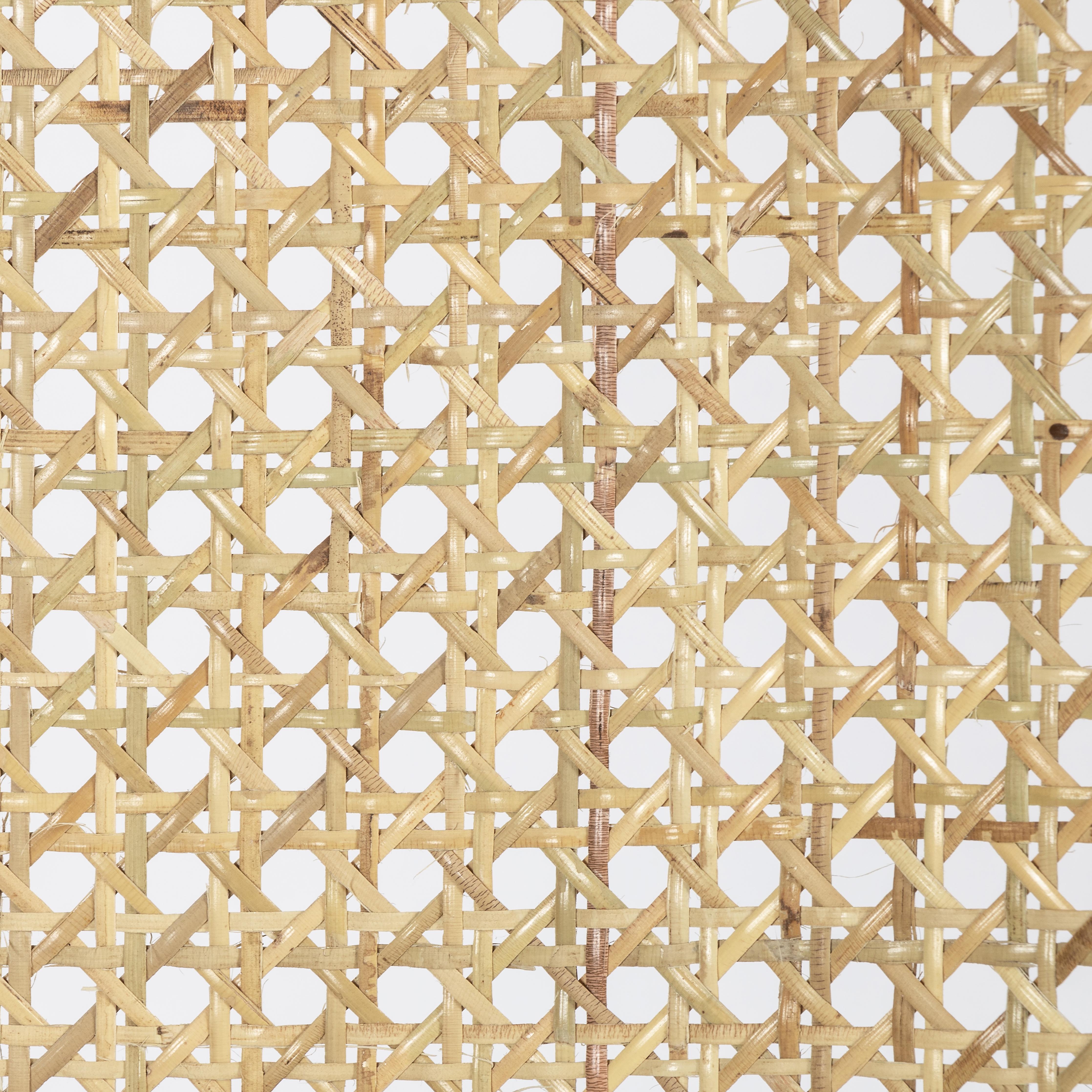 Mixed materials refresh retro dining style. Light-toasted nettlewood frames a textural inlay of natural cane, for perfect contrast. Fastened by Velcro, high-performance linen-blend seating for modern sensibility. Amethyst Home provides interior design, new home construction design consulting, vintage area rugs, and lighting in the Nashville metro area.