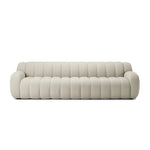 Featuring Carina Weslie Flax Sofa by Four Hands at Amethyst Home. Grand in scale and comfort, this plush sofa features wide dramatic channeling for extra volume and a cloud-like look and sit. Covered in a recycled olefin fabric, known for its UV-resistant, water-repellent and quick-drying abilities, in a Turkish weave with a classic tweed feel.
Overall Dimensio. Amethyst Home provides interior design, new home construction design consulting, vintage area rugs, and lighting in the Omaha metro area.