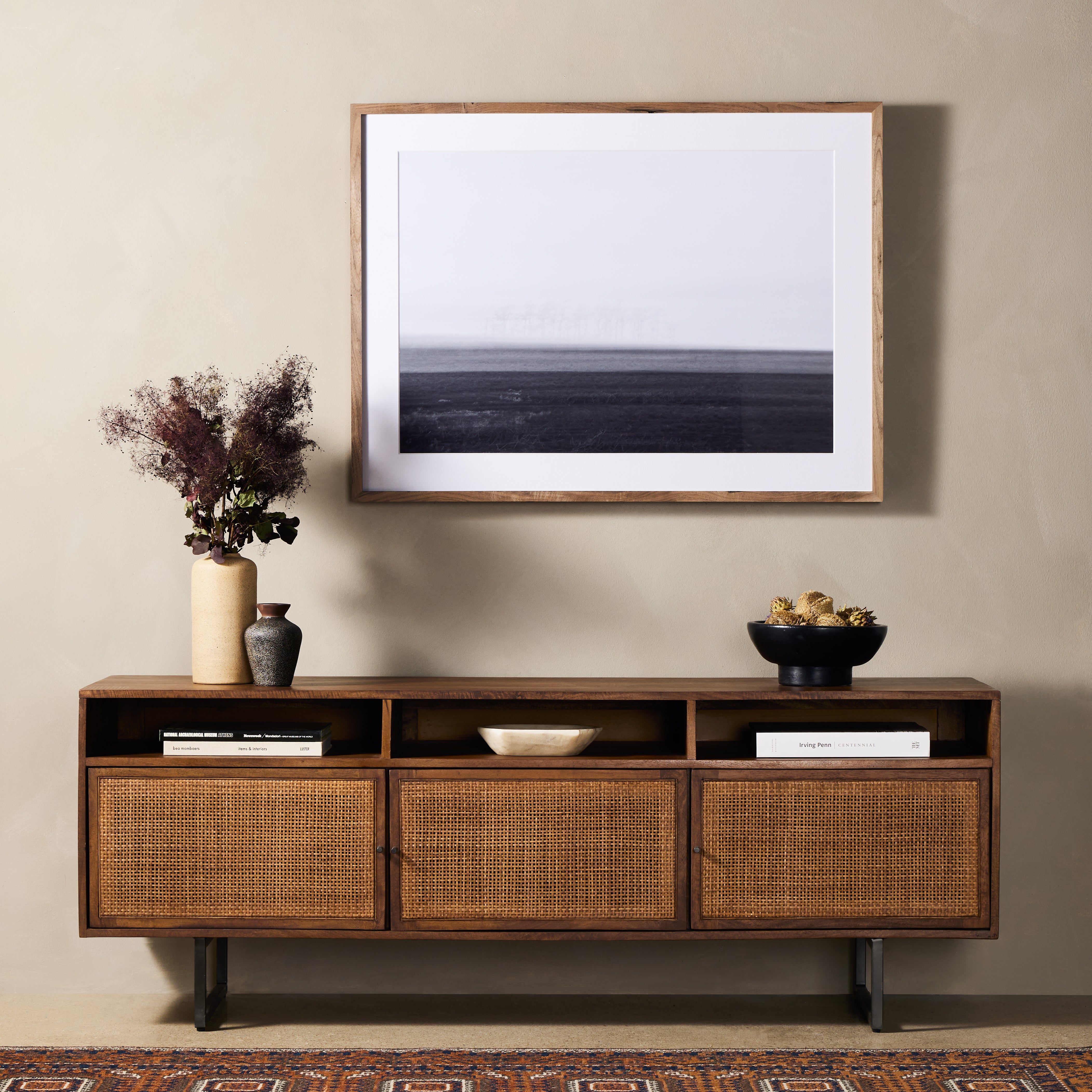 Featuring Carmel Brown Wash Media Console by Four Hands at Amethyst Home. no descriptionOverall Dimensions: 65"W x 18"L x 24"H
Collection: PrescottColors: Charcoal Grey ,Brown Wash ,Brown CaneMaterials: Iron ,Solid Mango ,Cane Weight: 101.39 lbs. Amethyst Home provides interior design, new construction, custom furniture, and area rugs in the Des Moines metro area.