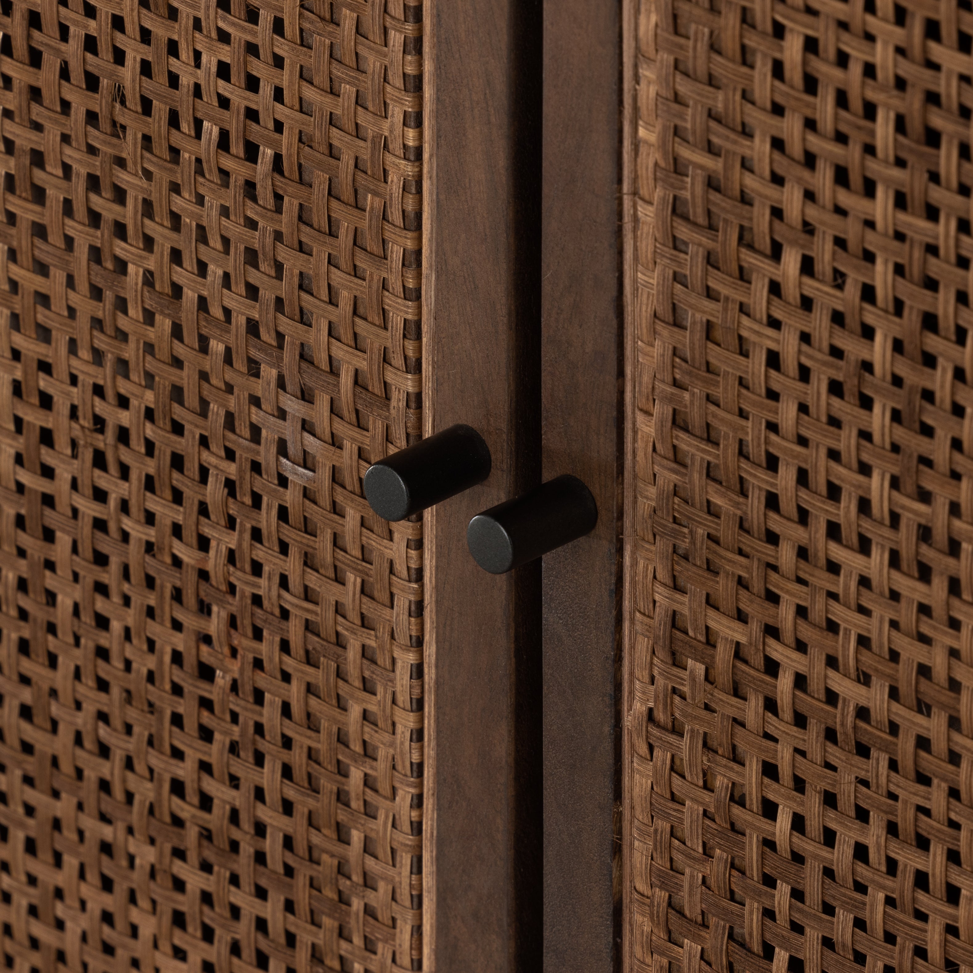 Rich texture and organic spirit are conveyed through an eye-catching mixture of the Carmel Brown Wash Cabinet, mango woods, cotton rope, and natural cane. Iron accents adopt gunmetal finishes, refreshing forms’ iconic mid-century influence, as a clean-lined aesthetic is met with modern functionality. Amethyst Home provides interior design services, furniture, rugs, and lighting in the Calabasas metro area.